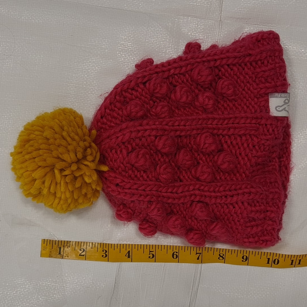Turtle Fur Raspberry Bobble Knitted Hat - Picture 3 of 10
